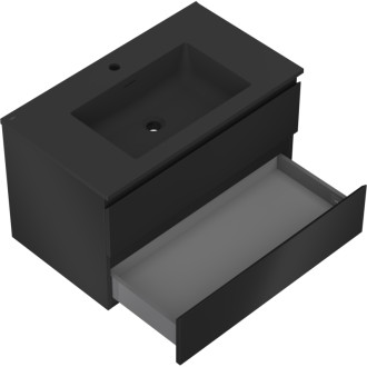 Koupelnová skříňka Mexen Orio 80 cm s umyvadlem Otis, 2 zásuvky, matná černá - 91A10-08047-2-BFF71-W18M71