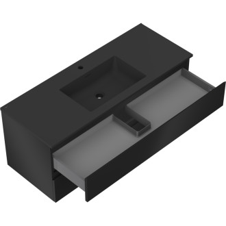 Koupelnová skříňka Mexen Orio 120 cm s umyvadlem Otis, 2 zásuvky, matná černá - 91A10-12047-2-BFF71-W18M71