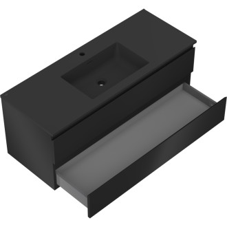 Koupelnová skříňka Mexen Orio 120 cm s umyvadlem Otis, 2 zásuvky, matná černá - 91A10-12047-2-BFF71-W18M71