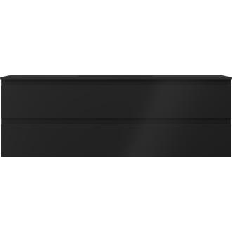 Koupelnová skříňka Mexen Orio 140 cm s umyvadlem Otis, 2 zásuvky, matná černá - 91A10-14047-2-BFF71-W18M71