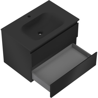 Koupelnová skříňka Mexen Orio 70 cm s umyvadlem Vela, 2 zásuvky, matná černá - 91A10-07047-2-BFF71-W23M71