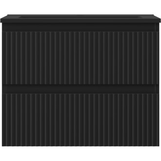 Koupelnová skříňka Mexen Rivel 60 cm s umyvadlem Otis, 2 zásuvky, drážkovaná, matná černá - 91A20-06047-2-BFF71-W18M71