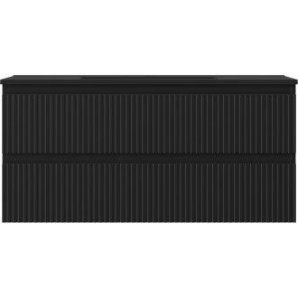 Koupelnová skříňka Mexen Rivel 100 cm s umyvadlem Otis, 2 zásuvky, drážkovaná, matná černá - 91A20-10047-2-BFF71-W18M71