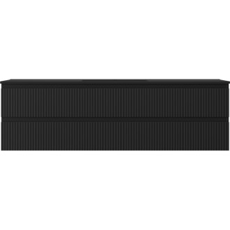 Koupelnová skříňka Mexen Rivel 160 cm s umyvadlem Otis, 2 zásuvky, drážkovaná, matná černá - 91A20-16047-2-BFF71-W18M71