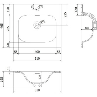 Koupelnová skříňka Mexen Rivel 50 cm s umyvadlem Vela, 2 zásuvky, drážkovaná, matná černá - 91A20-05047-2-BFF71-W23M71