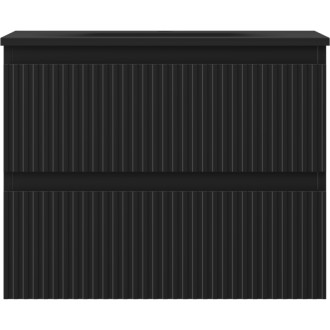 Koupelnová skříňka Mexen Rivel 60 cm s umyvadlem Vela, 2 zásuvky, drážkovaná, matná černá - 91A20-06047-2-BFF71-W23M71