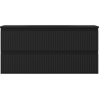 Koupelnová skříňka Mexen Rivel 100 cm s umyvadlem Vela, 2 zásuvky, drážkovaná, matná černá - 91A20-10047-2-BFF71-W23M71