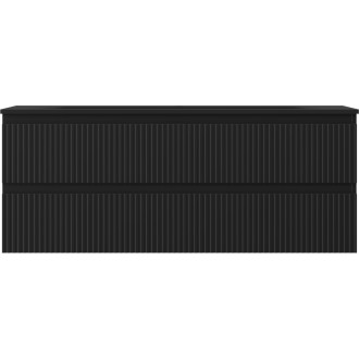 Koupelnová skříňka Mexen Rivel 120 cm s umyvadlem Vela, 2 zásuvky, drážkovaná, matná černá - 91A20-12047-2-BFF71-W23M71