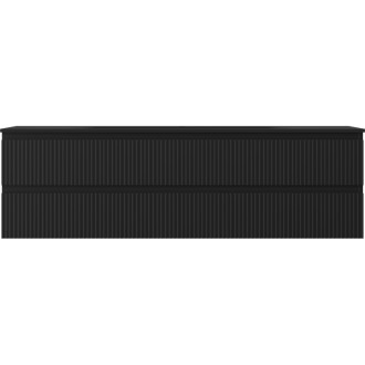 Koupelnová skříňka Mexen Rivel 160 cm s umyvadlem Vela, 2 zásuvky, drážkovaná, matná černá - 91A20-16047-2-BFF71-W23M71