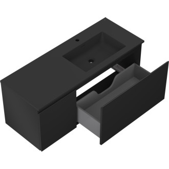 Koupelnová skříňka Mexen Orio 120 cm s umyvadlem Otis pravá, 1S, 1D, matná černá - 91A13-12047-3-BBFF71-W18P71