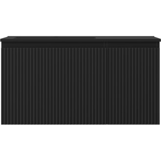 Mexen Rivel koupelnová skříňka 90 cm s umyvadlem Otis levým, 1S, 1D, drážkovaná, matná černá - 91A23-09047-3-BBFF71-W18L71