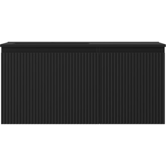 Mexen Rivel koupelnová skříňka 100 cm s umyvadlem Otis vlevo, 1S, 1D, drážkovaná, matná černá - 91A23-10047-3-BBFF71-W18L71