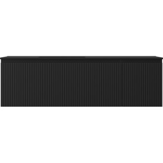 Mexen Rivel koupelnová skříňka 160 cm s umyvadlem Otis levým, 1S, 1D, drážkovaná, matná černá - 91A23-16047-3-BBFF71-W18L71