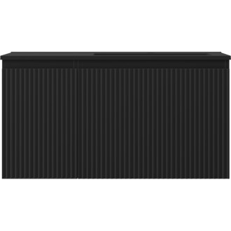 Koupelnová skříňka Mexen Rivel 90 cm s umyvadlem Otis pravým, 1S, 1D, drážkovaná, matná černá - 91A23-09047-3-BBFF71-W18P71