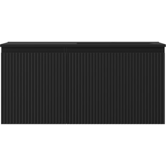 Koupelnová skříňka Mexen Rivel 100 cm s umyvadlem Otis pravé, 1S, 1D, drážkovaná, matná černá - 91A23-10047-3-BBFF71-W18P71