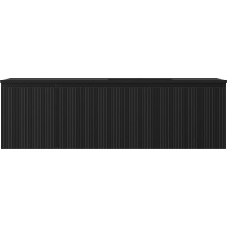 Koupelnová skříňka Mexen Rivel 160 cm s umyvadlem Otis pravá, 1S, 1D, drážkovaná, matná černá - 91A23-16047-3-BBFF71-W18P71