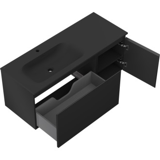 Mexen Orio koupelnová skříňka 120 cm s umyvadlem Vela vlevo, 1S, 1D, matná černá - 91A13-12047-3-BBFF71-W23L71