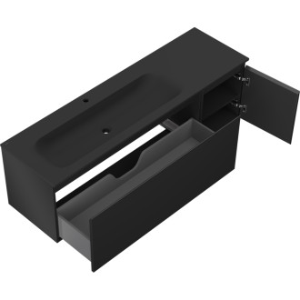 Koupelnová skříňka Mexen Orio 160 cm s umyvadlem Vela vlevo, 1S, 1D, matná černá - 91A13-16047-3-BBFF71-W23L71
