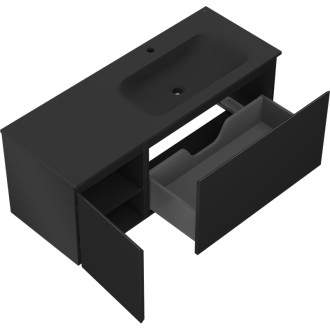 Koupelnová skříňka Mexen Orio 120 cm s umyvadlem Vela pravá, 1S, 1D, matná černá - 91A13-12047-3-BBFF71-W23P71