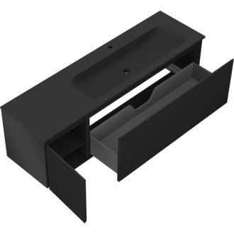 Koupelnová skříňka Mexen Orio 160 cm s umyvadlem Vela pravá, 1S, 1D, matná černá - 91A13-16047-3-BBFF71-W23P71