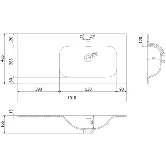 Koupelnová skříňka Mexen Rivel 100 cm s umyvadlem Vela pravá, 1S, 1D, drážkovaná, matná černá - 91A23-10047-3-BBFF71-W23P71
