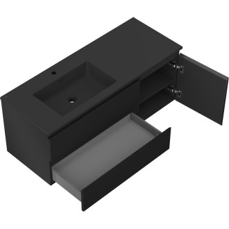 Koupelnová skříňka Mexen Orio 120 cm s umyvadlem Otis vlevo, 2S, 1D, matná černá - 91A13-12047-3-BBFFF71-W18L71