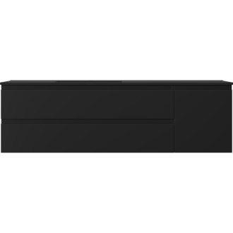 Koupelnová skříňka Mexen Orio 160 cm s umyvadlem Otis vlevo, 2S, 1D, matná černá - 91A13-16047-3-BBFFF71-W18L71