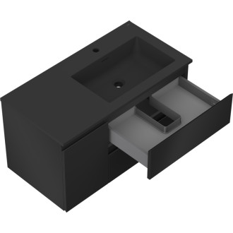 Koupelnová skříňka Mexen Orio 90 cm s umyvadlem Otis pravá, 2S, 1D, matná černá - 91A13-09047-3-BBFFF71-W18P71