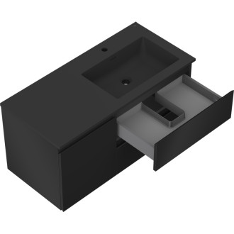 Koupelnová skříňka Mexen Orio 100 cm s umyvadlem Otis pravá, 2S, 1D, matná černá - 91A13-10047-3-BBFFF71-W18P71