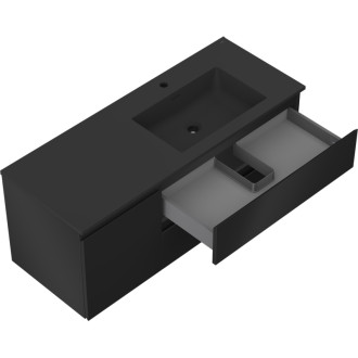 Koupelnová skříňka Mexen Orio 120 cm s umyvadlem Otis pravá, 2S, 1D, matná černá - 91A13-12047-3-BBFFF71-W18P71