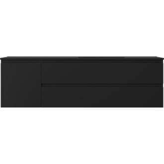 Koupelnová skříňka Mexen Orio 160 cm s umyvadlem Otis pravá, 2S, 1D, matná černá - 91A13-16047-3-BBFFF71-W18P71