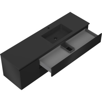 Koupelnová skříňka Mexen Orio 160 cm s umyvadlem Otis pravá, 2S, 1D, matná černá - 91A13-16047-3-BBFFF71-W18P71