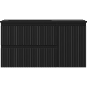 Mexen Rivel koupelnová skříňka 90 cm s umyvadlem Otis levým, 2S, 1D, drážkovaná, matná černá - 91A23-09047-3-BBFFF71-W18L71