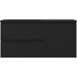 Mexen Rivel koupelnová skříňka 100 cm s umyvadlem Otis levým, 2S, 1D, drážkovaná, matná černá - 91A23-10047-3-BBFFF71-W18L71