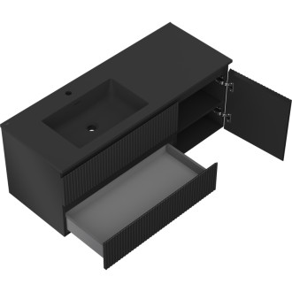 Mexen Rivel koupelnová skříňka 120 cm s umyvadlem Otis levým, 2S, 1D, drážkovaná, matná černá - 91A23-12047-3-BBFFF71-W18L71