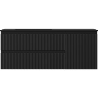 Mexen Rivel koupelnová skříňka 120 cm s umyvadlem Otis levým, 2S, 1D, drážkovaná, matná černá - 91A23-12047-3-BBFFF71-W18L71