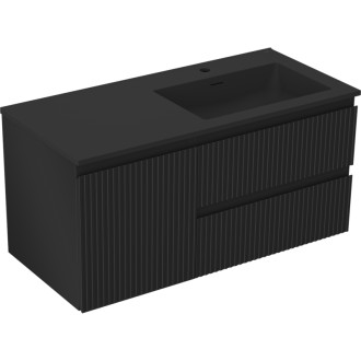 Koupelnová skříňka Mexen Rivel 100 cm s umyvadlem Otis pravé, 2S, 1D, drážkovaná, matná černá - 91A23-10047-3-BBFFF71-W18P71
