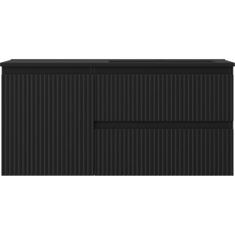 Koupelnová skříňka Mexen Rivel 100 cm s umyvadlem Otis pravé, 2S, 1D, drážkovaná, matná černá - 91A23-10047-3-BBFFF71-W18P71