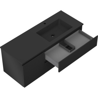 Koupelnová skříňka Mexen Rivel 120 cm s umyvadlem Otis pravé, 2S, 1D, drážkovaná, matná černá - 91A23-12047-3-BBFFF71-W18P71