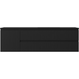 Koupelnová skříňka Mexen Rivel 160 cm s umyvadlem Otis pravým, 2S, 1D, drážkovaná, matná černá - 91A23-16047-3-BBFFF71-W18P71