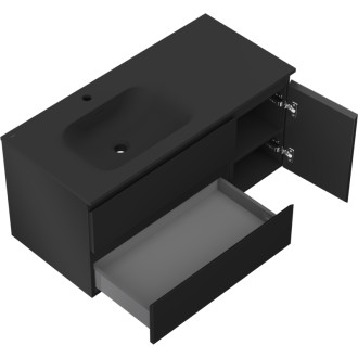Mexen Orio koupelnová skříňka 100 cm s umyvadlem Vela vlevo, 2S, 1D, matná černá - 91A13-10047-3-BBFFF71-W23L71