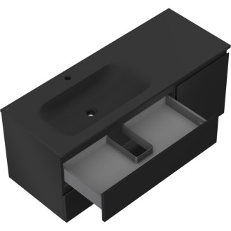 Koupelnová skříňka Mexen Orio 120 cm s umyvadlem Vela vlevo, 2S, 1D, matná černá - 91A13-12047-3-BBFFF71-W23L71