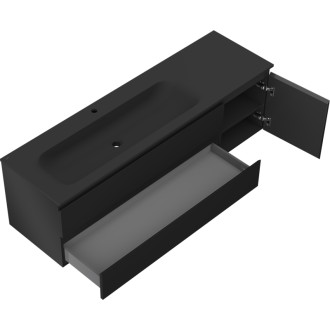 Mexen Orio koupelnová skříňka 160 cm s umyvadlem Vela levým, 2S, 1D, matná černá - 91A13-16047-3-BBFFF71-W23L71