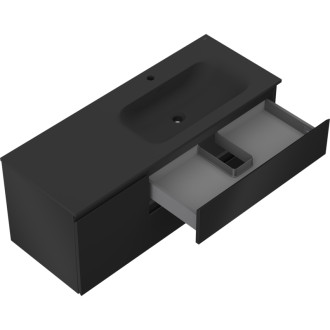 Koupelnová skříňka Mexen Orio 120 cm s umyvadlem Vela pravá, 2S, 1D, matná černá - 91A13-12047-3-BBFFF71-W23P71