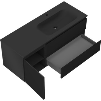 Koupelnová skříňka Mexen Orio 120 cm s umyvadlem Vela pravá, 2S, 1D, matná černá - 91A13-12047-3-BBFFF71-W23P71
