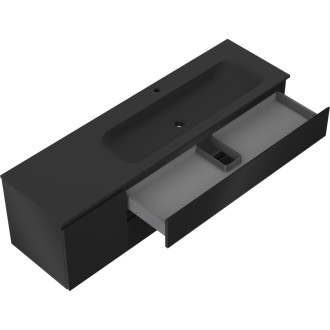 Koupelnová skříňka Mexen Orio 160 cm s umyvadlem Vela pravá, 2S, 1D, matná černá - 91A13-16047-3-BBFFF71-W23P71