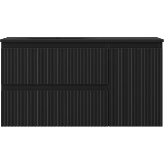 Mexen Rivel koupelnová skříňka 90 cm s umyvadlem Vela levým, 2S, 1D, drážkovaná, matná černá - 91A23-09047-3-BBFFF71-W23L71