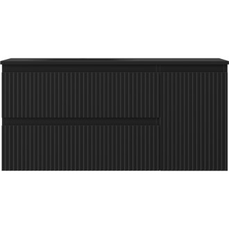 Mexen Rivel koupelnová skříňka 100 cm s umyvadlem Vela levým, 2S, 1D, drážkovaná, matná černá - 91A23-10047-3-BBFFF71-W23L71