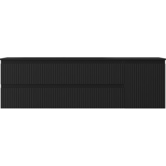 Mexen Rivel koupelnová skříňka 160 cm s umyvadlem Vela levým, 2S, 1D, drážkovaná, matná černá - 91A23-16047-3-BBFFF71-W23L71