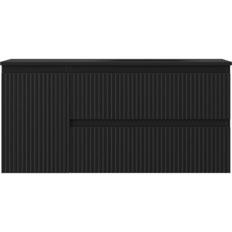 Mexen Rivel koupelnová skříňka 120 cm s umyvadlem Vela pravá, 2S, 1D, drážkovaná, matná černá - 91A23-10047-3-BBFFF71-W23P71